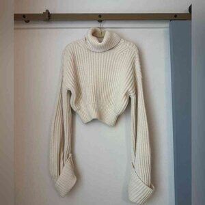 Helsa Esti Turtleneck Chunky Knit Sweater in Ivory- Small